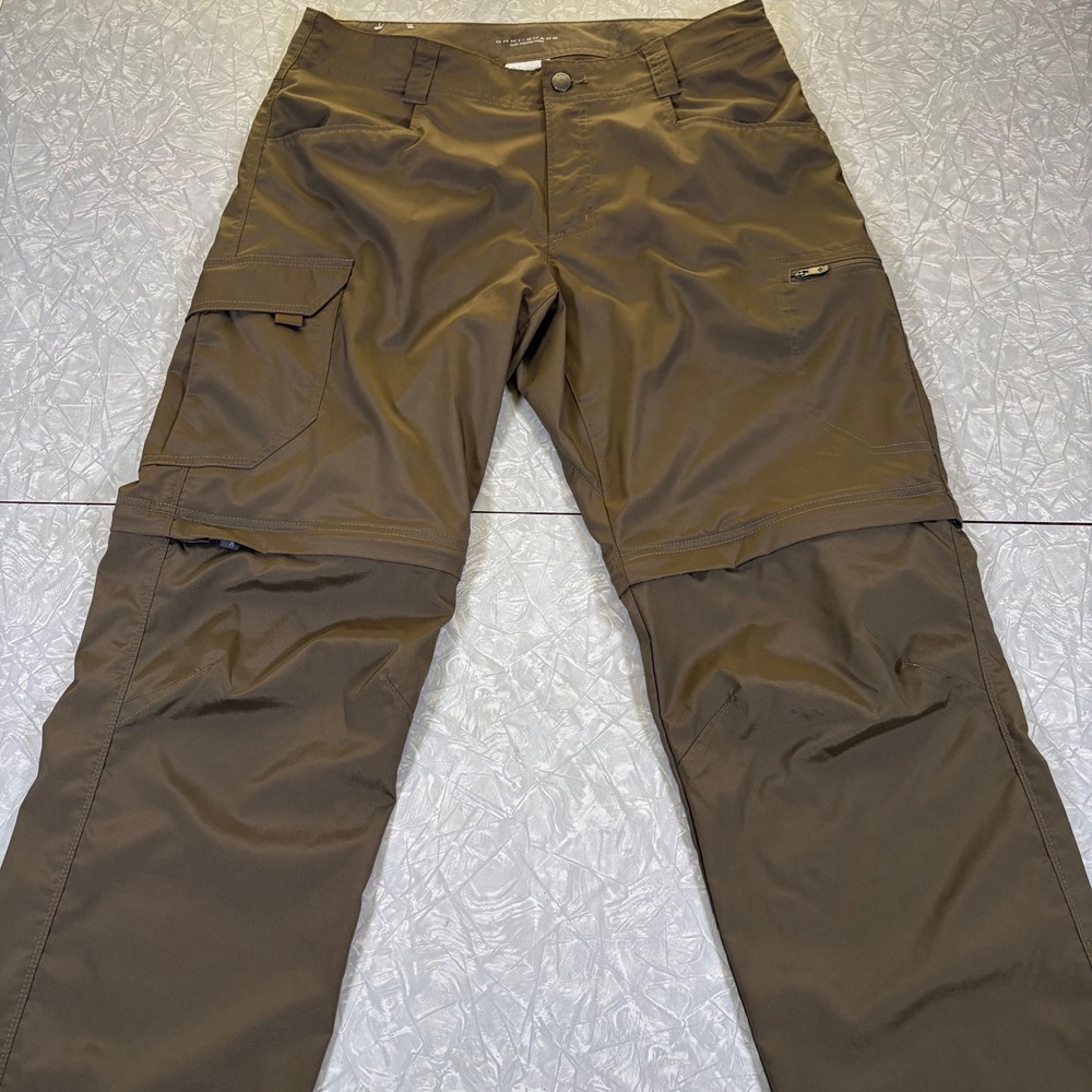 Columbia Mens Silver Ridge Convertible Cargo Pants Brown 34x36 Omni-Shade Hiking